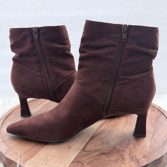 Naturalizer Tribute Boots Womens Size 10M Suede Ankle Heels Pointed Toe Zip - Picture 11 of 14